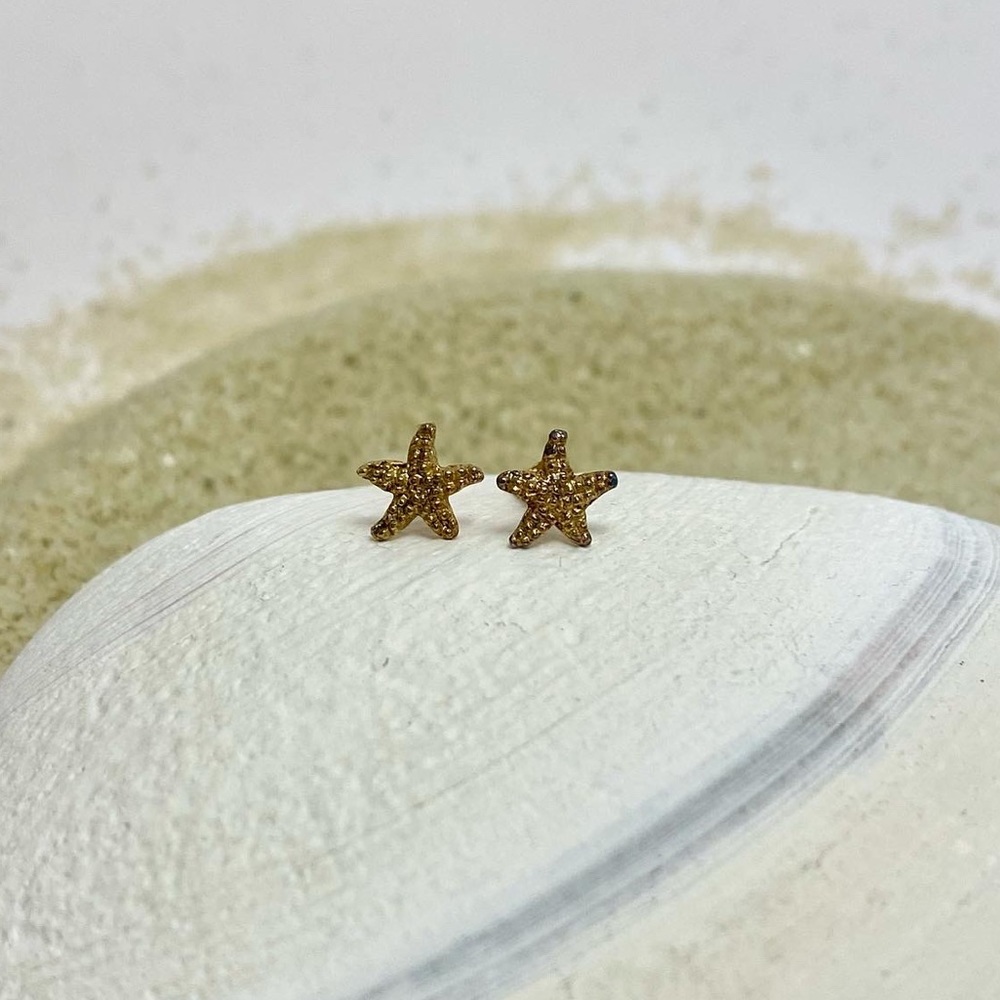 Vintage TMA Brand Sterling Silver Gold Starfish Stud Earrings
